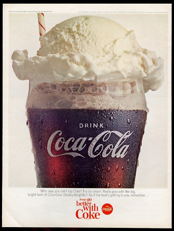 1965 Coke ICE Cream Float Photo Coca Cola Vintage Print AD | EBay