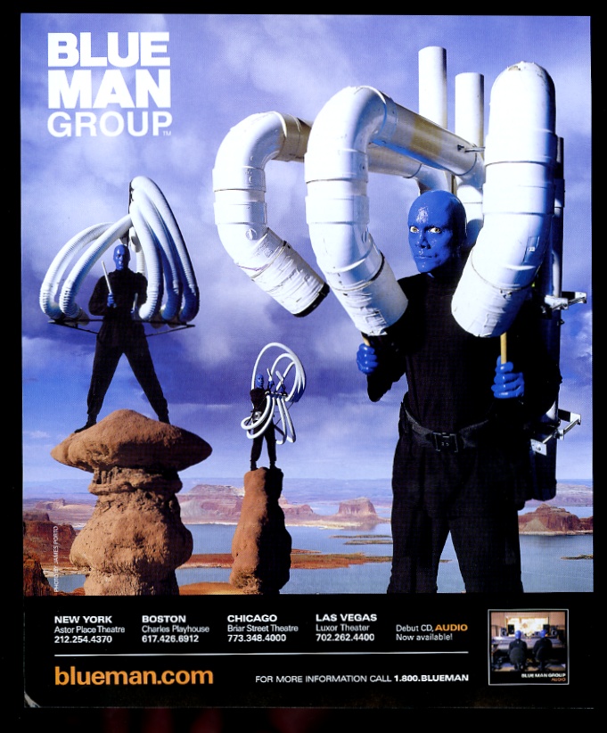 2000 blue man group photo audio show promo vintage print ad