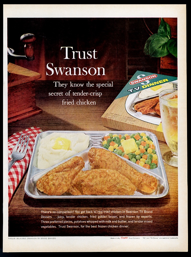 1961 Swanson TV dinner fried chicken photo vintage print ad | eBay