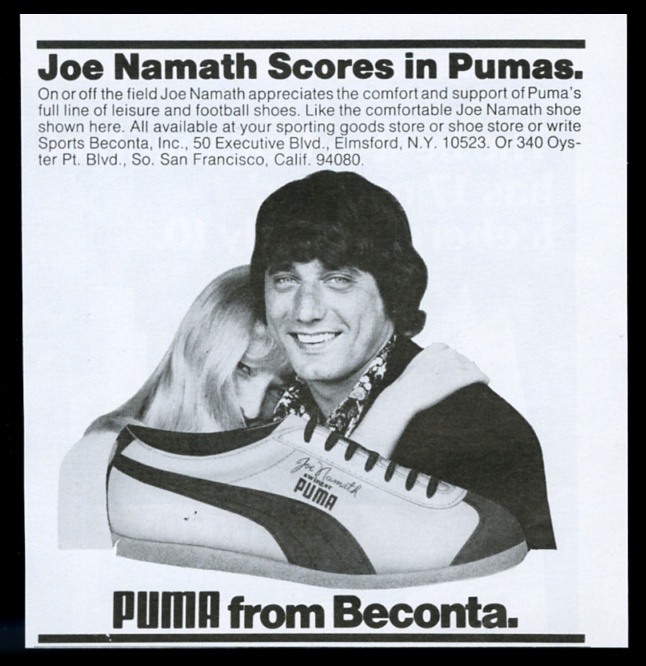 Joe Namath Puma Swinger shoes vintage print advertisement