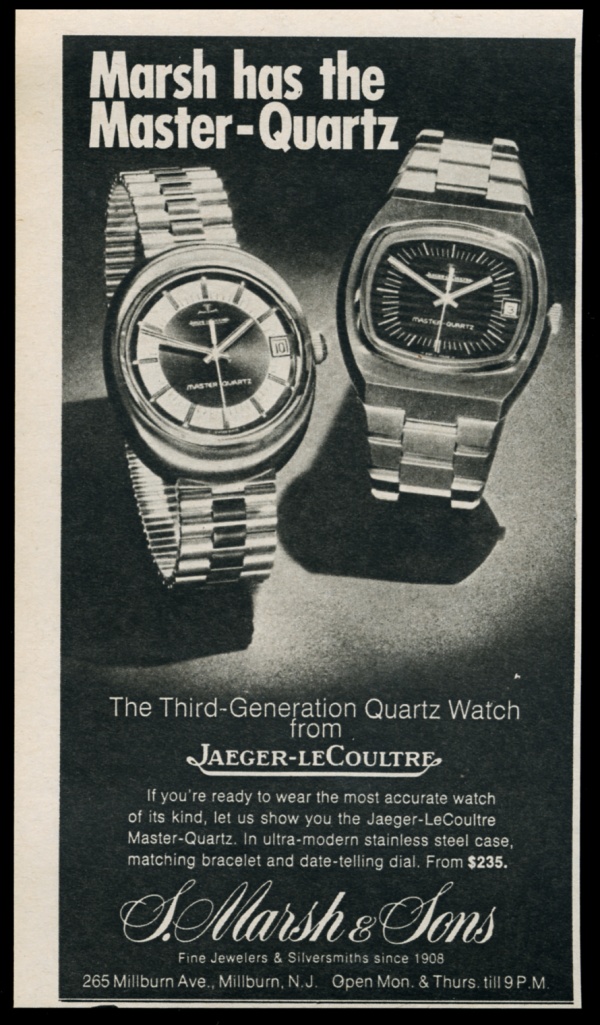 Jaeger-LeCoultre Master Quartz watch 2 styles vintage print advertisement