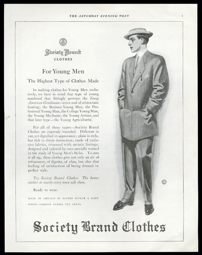 Society Brand Clothes men's suit fashion vintage print advertisement