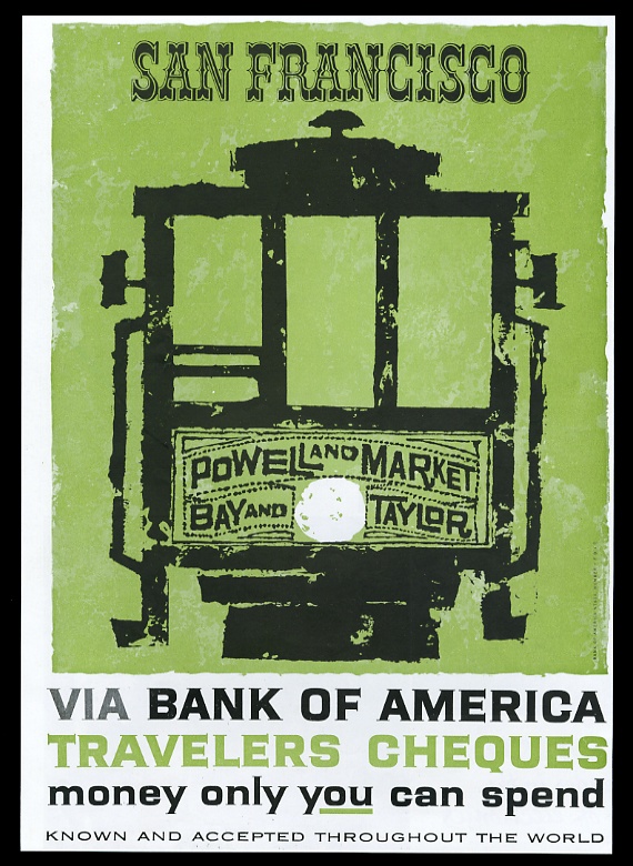 1961 San Francisco cable car art Bank of America vintage print advertisement