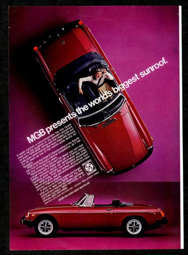 1976 MG MGB red car vintage print advertisement