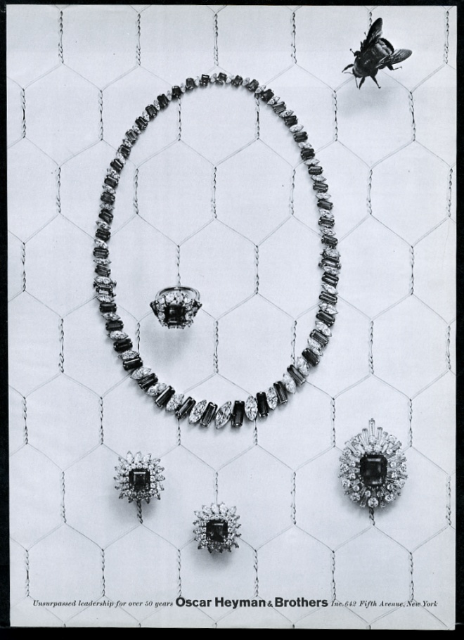 Oscar Heyman & Brothers jewelry diamond necklace ring print advertisement