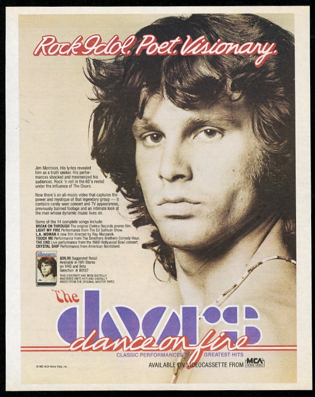1985 Jim Morrison Photo The Doors Dance On Fire Video Release