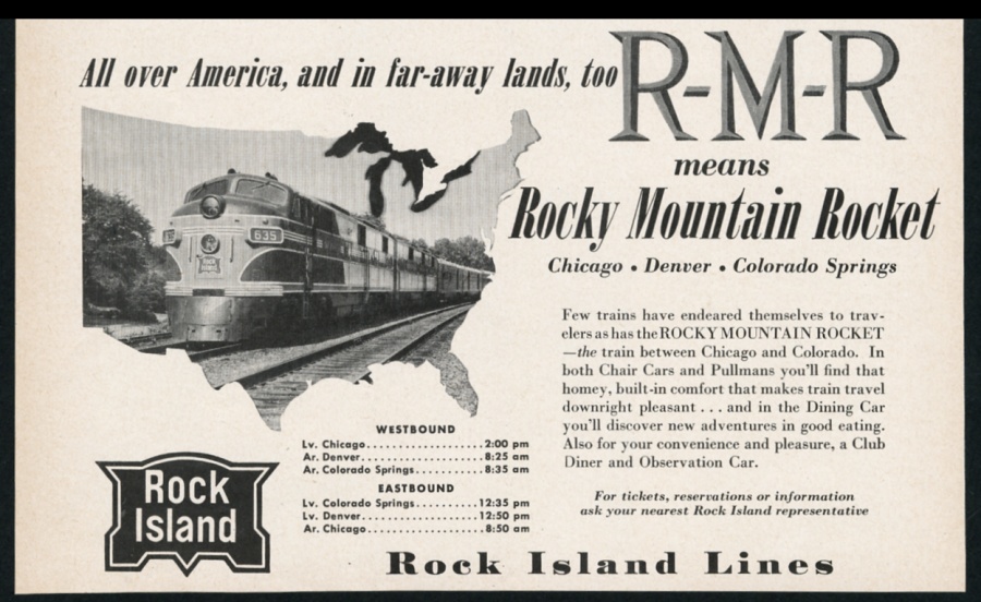 Details About 1954 Rock Island Lines Rocky Mountain Rocket Train Photo Vintage Print Ad