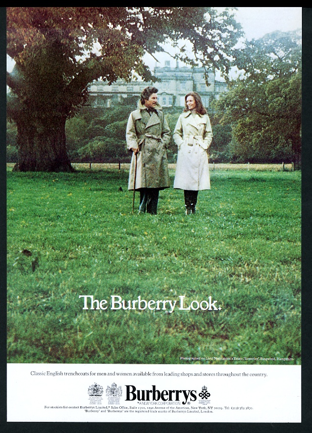 Burberrys men's women's trench coat trenchcoat Lord Lichfield advertisement