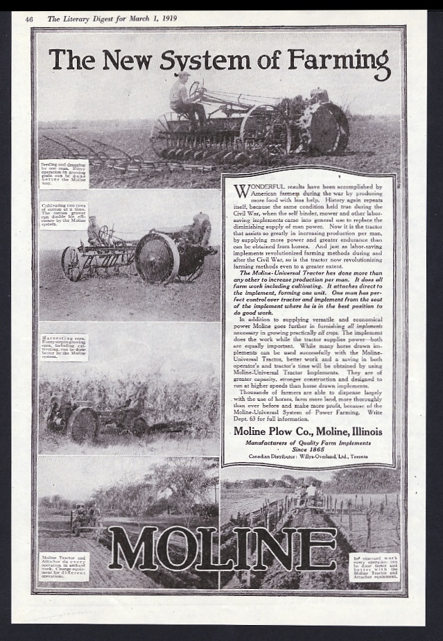 Moline tractor farm farmer 5 vintage print advertisement