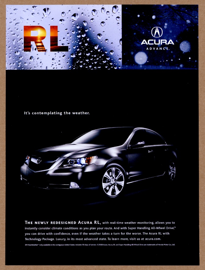 2009 Acura RL car vintage print advertisement