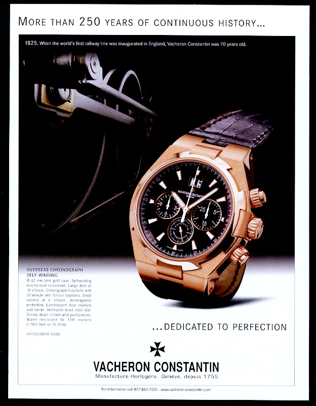 Vacheron Constantin Overseas Chronograph watch vintage print advertisement