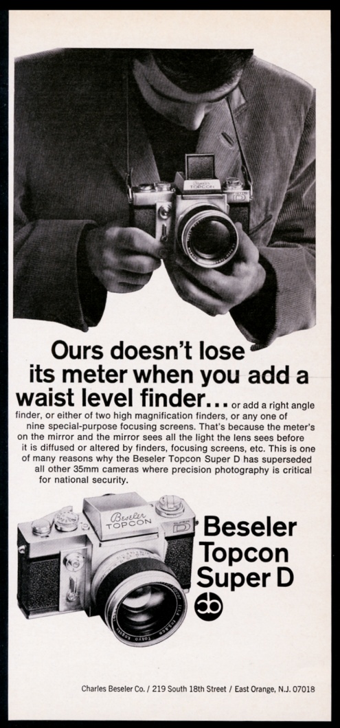 Beseler Topcon Super D camera vintage print advertisement