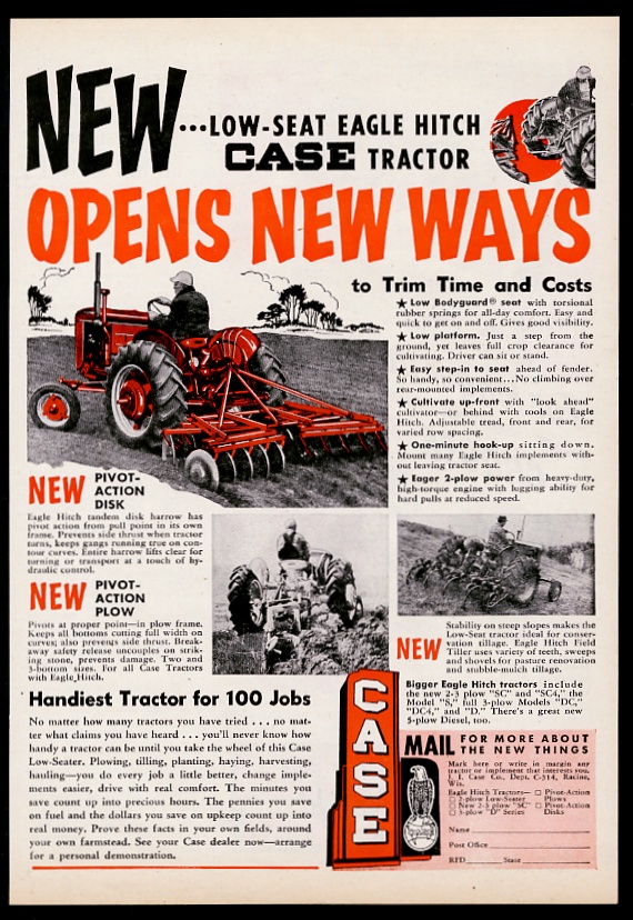 Case tractor farm farmer 3 vintage print advertisement