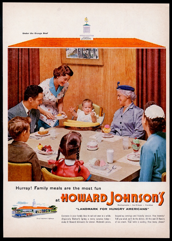 Details About 1955 Howard Johnsons Restaurant Waitress Family Photo Vintage Print Ad - 