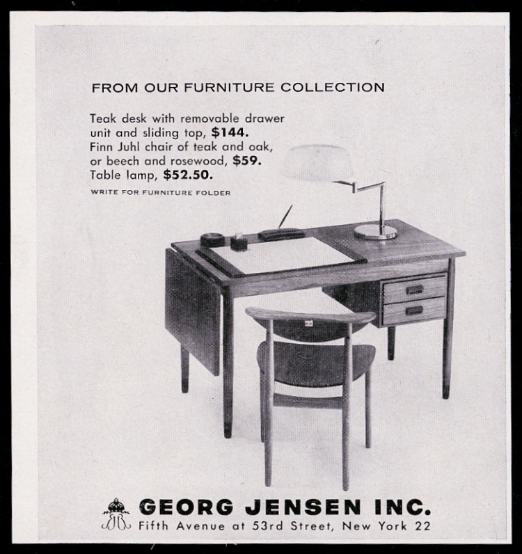 Finn Juhl modern chair teak desk Georg Jensen vintage print advertisement