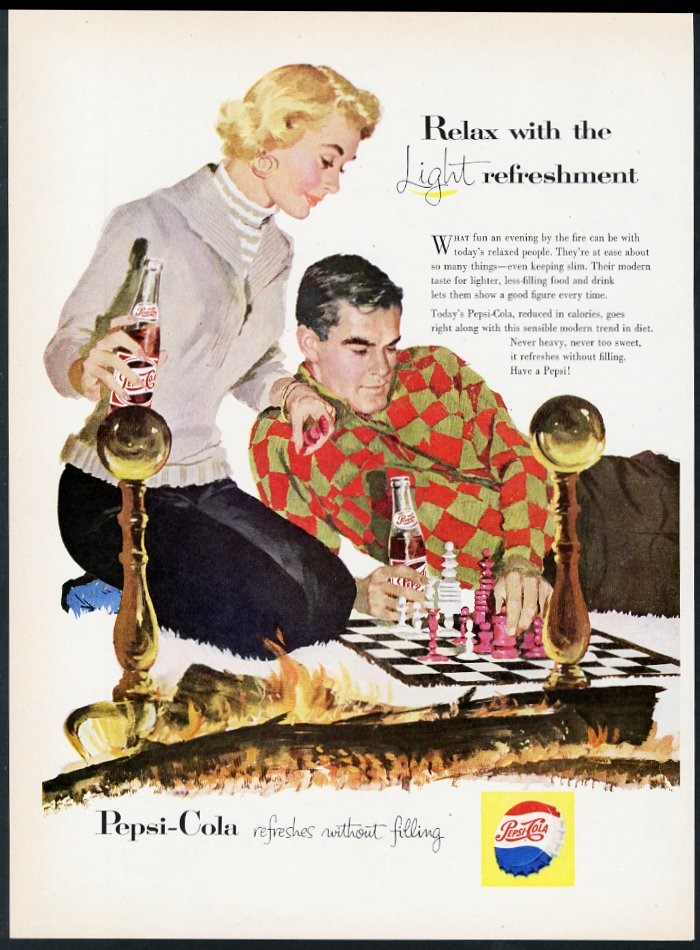 Vintage Magazine advert poster reproduction. Refresh with pepsi