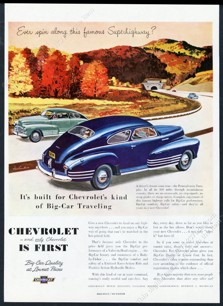 1949 CHEVROLET STYLELINE Green Deluxe Car CHEVY VINTAGE AD