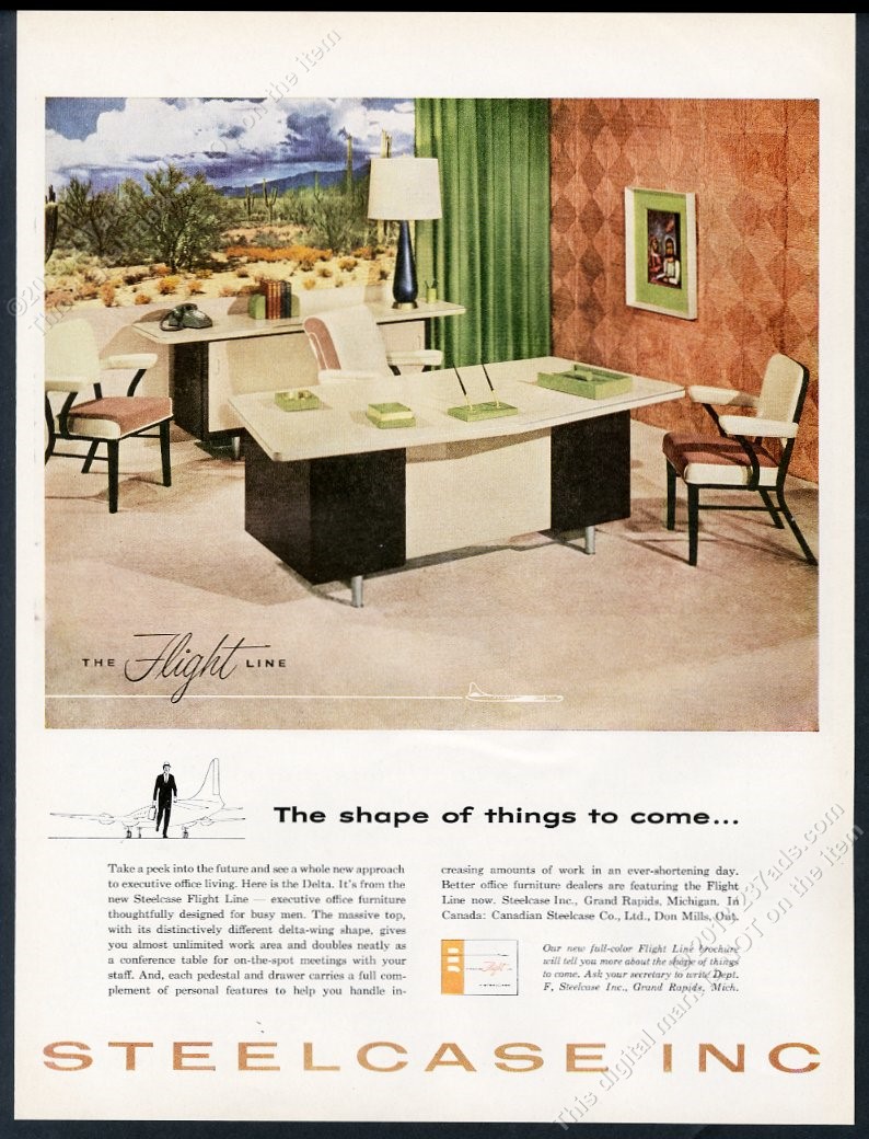 Details About 1958 Steelcase Desk Flight Line Steel Tanker Desk Photo Vintage Print Ad