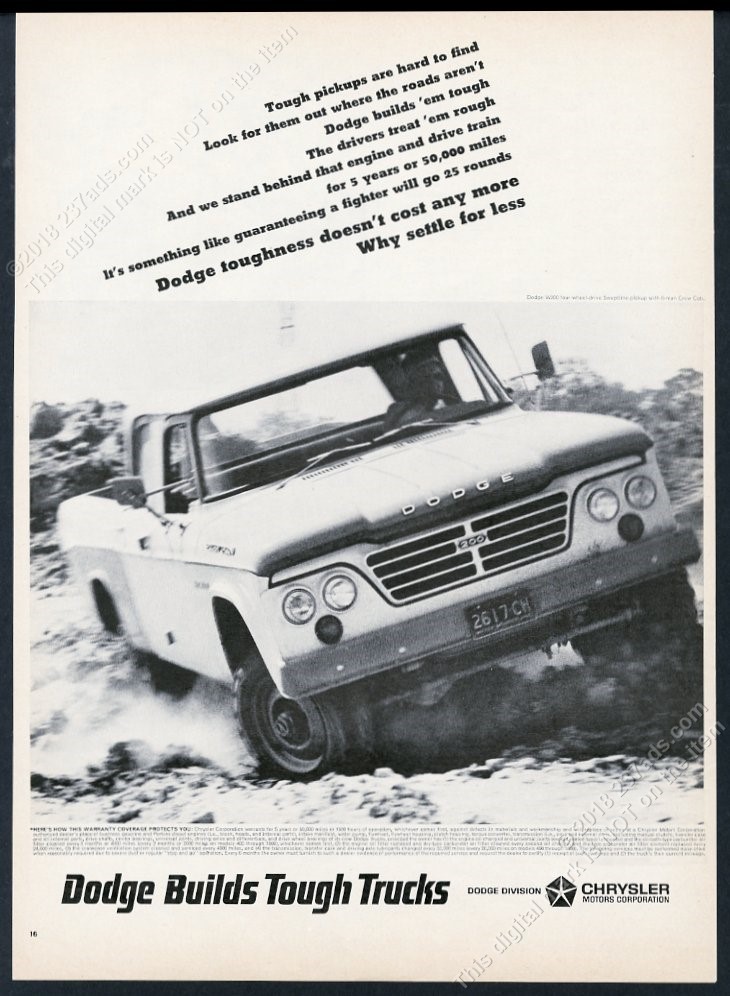 1965 Dodge Power Wagon 4 Door Pickup Truck Photo Vintage Print Ad