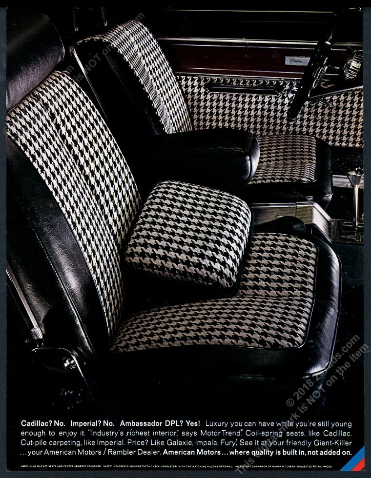 Details About 1968 Amc Ambassador Dpl Car Cool Houndstooth Interior Photo Vintage Print Ad